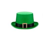 Owegvia Deluxe St. Patrick’s Day Green Leprechaun Top Hat Tall Irish Felt Hat with Gold Buckle for Men & Women Costume Accessory for St. Paddy’s Halloween Christmas Cosplay (Army Green, L)