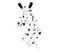 Owegvia Halloween Cute Dalmatian Costume Set For Baby Long Sleeve Zip Up Hoodie With Ears Tail Pants Set Infant Outfits (Black White, 6-12 Months)