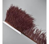 OWEIEYEU 1M Ostrich Feathers On Ribbon 10-15CM 4-6IN Feather Tassel Fringe Trim Sewing Trimmings Dark brown