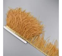 OWEIEYEU 1M Ostrich Feathers On Ribbon 10-15CM 4-6IN Feather Tassel Fringe Trim Sewing Trimmings Dark khaki