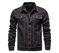 OWEIEYEU Men's Denim Jacket Biker Denim Jacket Large Size Casual Oversized Denim Jacket black XXXL