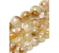 OWEIEYEU Natural White Cracks Yellow Citrine Stone Round Loose Beads For Bracelet Necklace Jewelry Making Yellow 6mm About 63beads