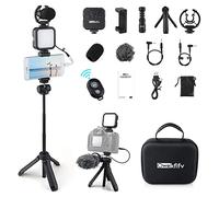 Owekfifv Smartphone Camera Video Kit, Adjust Tripod Phone Holder Vlogger Kit with 3 Mode LED Light,Cardioid Microphone and Bluetooth Control for Youtube/Tiktok/Live Streaming/Filming/Photography