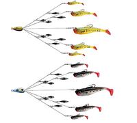 Owemtao Alabama Rig Kit 5 Arms Alabama Umbrella Rig Bass Fishing Kit a Rig Fishing Lures Bait Rigs with Pre-Rigged Paddle Tail Swimbaits Boat Trolling Willow Blade Multi-Lure Rig (Type D)