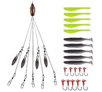 Owemtao Alabama Rig Kit 5 Arms Bass Fishing Kit with Pre-Rigged Swimbaits and Multi-Lure Rig (Type B)