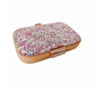 Owemtao Bling Weekly Pill Organizer with Labels, Pocket Pill Case with Stickers Traveling Box 7 Day,Cute Pill Box for Supplements, Pills, Vitamins and Medication (Pink)