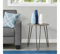 Dorel Owen Retro Round End Table Distressed Gray Oak, Grey