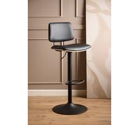 Owen Swivel Bar Stool With Height Adjustable Function Matt Black & Oak Veneer
