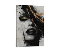 owengo Modern Lady Minimalist Extreme Close-Up Poster, Retro Aesthetic Wall Art Abstract Paint Canvas Prints for Bedroom Living Room Deco16x24inch(40x60cm) Frame-style