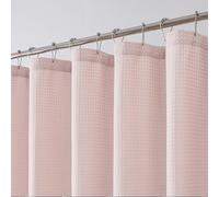 OWENIE Blush Shower Curtain, Stall Small Waffle Weave Heavy Fabric Shower Curtains for Narrow Size Bathroom, Waterproof Soft Hotel Spa Luxury Bath Curtain Set, Machine Washable, Blush, 36x72 Inch