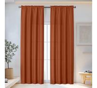 OWENIE Bob Orange Curtains 96 Inches Extra Long 2 Panels Set for Living Room Bedroom, Light Filtering Faux Linen Textured Rod Pocket Window Curtains, Cortinas para Sala, 40Wx96L Inches, Orange