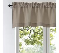 OWENIE Bob Valance Curtains 18 Inch Length 1 Piece, Faux Linen Slub Solid Stone Kitchen Valance for Bedroom Living Room, Farmhouse Soft Airy Rod Pocket Small Window Curtain, Each 60Wx18L Inch