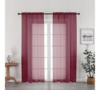 OWENIE Burgundy Red Sheer Curtains 72 Inches Long 2 Panels Set, Transparent Voile Sheer Curtain Rod Pocket Gauze Drapes for Living Room Bedroom Window Sliding Glass Door Treatment, Each 42 x 72 Inch