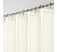 OWENIE Cream Shower Curtain, Stall Small Waffle Weave Heavy Fabric Shower Curtains for Narrow Size Bathroom, Waterproof Soft Hotel Spa Luxury Bath Curtain Set, Machine Washable, Cream, 36x72 Inch