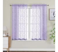 OWENIE Furman Sheer Curtains 45 Inch Length 2 Panels Set for Living Room Bedroom, Airy Jacquard Clip Short Curtains for Small Window, Modern Rod Pocket Bathroom Window Curtain Each 42Wx45L inch