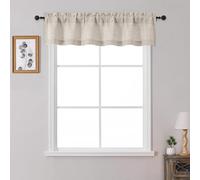 OWENIE Linen Valances for Windows 1 Pcs, Light Filtering Textured Farmhouse Short Small Valance Curtains for Bathroom Basement Living Room Bedroom, Rod Pocket Half Curtains for Windows, 60Wx12L Inch