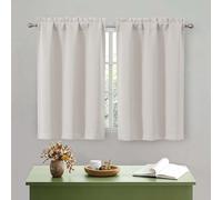 OWENIE Natural Kitchen Curtains Tier 36 Inch Length Short for Small Window, Curtains Over Sink, Light Filtering Half Window Cafe Curtain for Bathroom Basement Cabinet Camper, 2 PCS Each 30" Wx36 L
