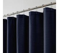 OWENIE Navy Blue Shower Curtain, Stall Small Waffle Weave Heavy Fabric Shower Curtains for Narrow Size Bathroom, Waterproof Soft Hotel Spa Luxury Bath Curtain Set, Machine Washable, 36x72 Inch