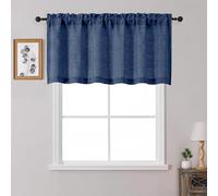 OWENIE Navy Blue Valances for Windows 1 Pcs 24 Inch Length, Light Filtering Textured Short Small Valance Curtains for Bathroom Basement Living Room, Half Window Curtains Over Sink, 60" W by 24" L