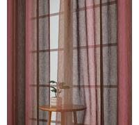 OWENIE Ombre Sheer Curtains for Bedroom Living Room 108 Inches Long 2 Panels - Gradient Light Filtering Crinkle Crushed Semi Sheer Printed Window Curtain Panels, (50" W x 108" L, Pink/Brown)
