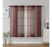 OWENIE Ombre Sheer Curtains for Bedroom Living Room 54 Inch Length 2 Panels - Gradient Light Filtering Crinkle Crushed Semi Sheer Printed Curtains, Modern Rod Pocket, (42" W x 54" L, Pink/Brown)