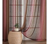 OWENIE Ombre Sheer Curtains for Bedroom Living Room 96 Inches Long 2 Panels - Gradient Light Filtering Crinkle Crushed Semi Sheer Printed Window Curtain Panels, (50" W x 96" L, Pink/Brown)