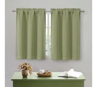OWENIE Sage Green Kitchen Curtains 36 Inch Length, Short Blackout Small Thermal Insulated Curtains Tier Over Sink Rod Pocket Half Window for Bathroom Bedroom Camper RV Bunk, 2 Panels, Each 30" Wx36 L
