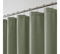 OWENIE Sage Green Shower Curtain, Stall Small Waffle Weave Heavy Fabric Shower Curtains for Narrow Size Bathroom, Waterproof Soft Hotel Spa Luxury Bath Curtain Set, Machine Washable, 36x72 Inch