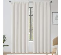OWENIE Sally Natural Blackout Curtains 84 Inches Long 2 Panels Set for Bedroom Living Room, Solid Thermal Insulated Privacy Room Darkening Window Treatment Drapes, 2 Pcs Each W50 x L84 Inch, Natural