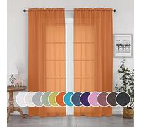 OWENIE Sheer Orange Curtains, Sheer Curtains 84 inch Length 2 Panels Set, Rod Pocket Voile Fimly Sheer Drapes for Living Room/Bedroom, 2pcs, Each 42" W x 84" L