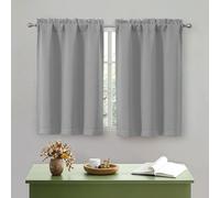 OWENIE Silver Grey Kitchen Curtains 36 Inch Length, Short Blackout Small Thermal Insulated Curtains Tier Over Sink Rod Pocket Half Window for Bathroom Bedroom Camper RV Bunk, 2 Panels, Each 30Wx36 L