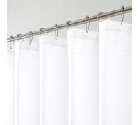 OWENIE White Shower Curtain, Stall Small Waffle Weave Heavy Fabric Shower Curtains for Narrow Size Bathroom, Waterproof Soft Hotel Spa Luxury Bath Curtain Set, Machine Washable, White, 36x72 Inch