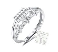 ower Ring Women Sterling Silver Anxiety Ring, Adjustable Anti Aniexty Stress Relief Silver Anxiety Rings for Women, Christmas Birthday Gifts for Daughter Mum