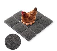 Owfeel Chicken Nesting Pads, 12x12 Washable Artificial Grass Mat for Chicken Coop, Reusable Pet Garden Turf with Rubber Backing (8 PCS Gray)