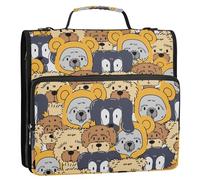 OWFKAY 3 Ring Binder Bag with Zipper，Cartoon Shaggy Doodle Dogs Multi-Pockets Organizer with Shoulder Strap and Handle