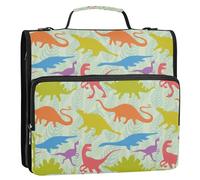 OWFKAY 3 Ring Binder Bag with Zipper，Dinosaur in The Forest Multi-Pockets Organizer with Shoulder Strap and Handle
