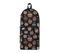 OWFKAY Apple Black Background Pattern Large Capacity Pencil Case 3 Compartment Pouch Pen Bag Zipper Stationery Bag for Students Office Work Stationery