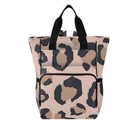 OWFKAY Baby Diaper Bag Backpack，Multifunction Baby Nappy Changing Bags with Insulated Pockets-Pink Background with Brown Leopard Print Pattern