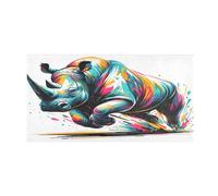 OWFKAY Bath Mats for Bathroom Front Door Mat Outside Entrance Multi Colored Rhino 39'' x 20'' Kitchen Rugs Non Slip Washable Mats For Bedroom