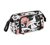 OWFKAY Big Capacity Pencil Pen Case Pouch Bag School College Office Organizer for Teens Girls Adults Student-Panda Heart Black White Bear