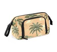 OWFKAY Big Capacity Pencil Pen Case Pouch Bag School College Office Organizer for Teens Girls Adults Student-Dinosaurs and Palm Trees on Orange Pattern