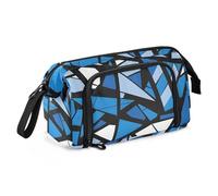 OWFKAY Big Capacity Pencil Pen Case Pouch Bag School College Office Organizer for Teens Girls Adults Student-Blue White Geometric Shards Pattern