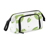 OWFKAY Big Capacity Pencil Pen Case Pouch Bag School College Office Organizer for Teens Girls Adults Student-Green Swans with Leaves and Flowers Pattern