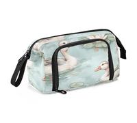 OWFKAY Big Capacity Pencil Pen Case Pouch Bag School College Office Organizer for Teens Girls Adults Student-Duck Lotus Pattern