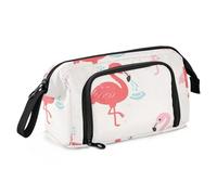 OWFKAY Big Capacity Pencil Pen Case Pouch Bag School College Office Organizer for Teens Girls Adults Student-Red Pink Flamingo Pattern