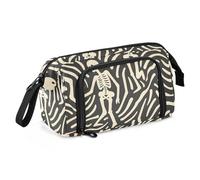 OWFKAY Big Capacity Pencil Pen Case Pouch Bag School College Office Organizer for Teens Girls Adults Student-Dancing Skeletons with Hearts Pattern