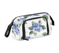 OWFKAY Big Capacity Pencil Pen Case Pouch Bag School College Office Organizer for Teens Girls Adults Student-Watercolor Blue Hydrangeas Pattern