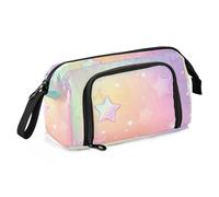 OWFKAY Big Capacity Pencil Pen Case Pouch Bag School College Office Organizer for Teens Girls Adults Student-Rainbow Blur Stars