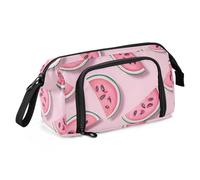 OWFKAY Big Capacity Pencil Pen Case Pouch Bag School College Office Organizer for Teens Girls Adults Student-Pink Background Watermelon Slices Pattern