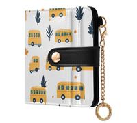 OWFKAY Bus Tree Leather Purses for Women Ladies Wallet Credit Card Holder RFID Blocking Small with ID Window & Zipper Coin Pocket Boys Girls